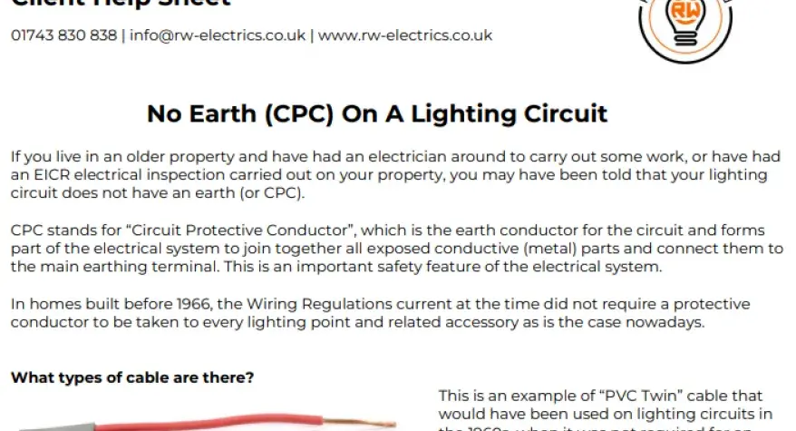 No Earth CPC on a Lighting Circuit